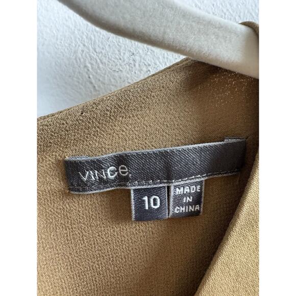 Vince Camel Tan 100% Silk Mini Shift Dress Minimalist Quiet Luxury Effortless 10 - Picture 8 of 10